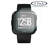 Cheboom [ 4-Pack ] for Fitbit Versa Screen Protector,9H Hardness HD Clarity,Bubbles Free,2.5D Rounded Edge Waterproof Tempered Glass Screen Protector for Fitbit Versa