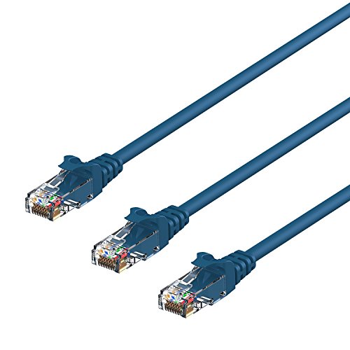 Ethernet Cable, Rankie 3-Pack 10 Feet RJ45 Cat 5e Ethernet Patch LAN Network Cable (Blue) - R1311C