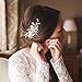 Denifery Bridal Pearl Hair Comb Wedding Hair Comb Ivory Headpiece Delicate Pearl Hair Piece Crystal and Pearl Bridal Hair Comb Wedding Accessory Rhinestone Hair Piece (Silver)