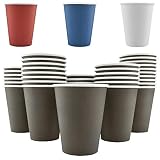 200 Pack - 12 Oz [8 oz] [4 Colors] Disposable Hot Paper Coffee Cups - Mocha Brown (Cups Only)