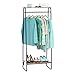 IRIS USA, Inc. Clothing Rack for Clothes with 2 Wood Shelves, Freestanding Rack, Easy to Assemble Garment Rack, Standing Metal Sturdy Clothing Rack, Small Space Storage Solution, Black