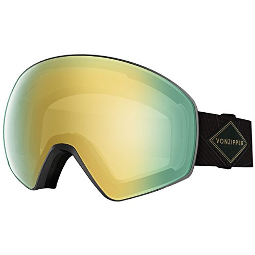 VonZipper Jetpack Men's Snow Racing Snowmobile Goggles Eyewear - Black Gloss/Gold Chrome / One Size Fits All