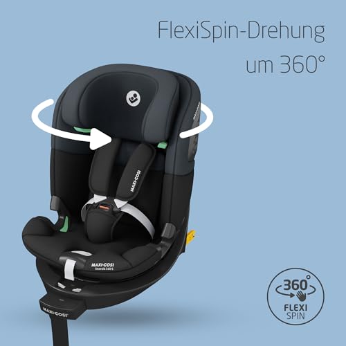 Emerald 360 S i-Size, Autositz 360 Grad drehbar, 0–12 Jahre (40–150 cm), Auto Kindersitz, Baby Autositz, FlexiSpin-Drehung, 4 Liegepositionen, G-CELL Seitenaufprallschutz, Tonal Black