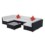 Outsunny 7 Piece Outdoor Patio PE Rattan Wicker Sofa Sectional Furniture Set