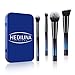 4 pcs Travel Makeup Brush Set - HEDILINA Makeup Brushes Kit, Powder Brush, Foundation Brush, Eyeshadow Brushes, all in a Compact Box (Sapphire Blue)