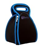Fold Up Placemat Lunchbox for School, Office, Picnic - Insulated Neoprene Machine Washable Hygienic for Boy or Girl Kids School Lunch Box, Adult Lunchbox for Office and Hiking, REGULAR Black / Blue