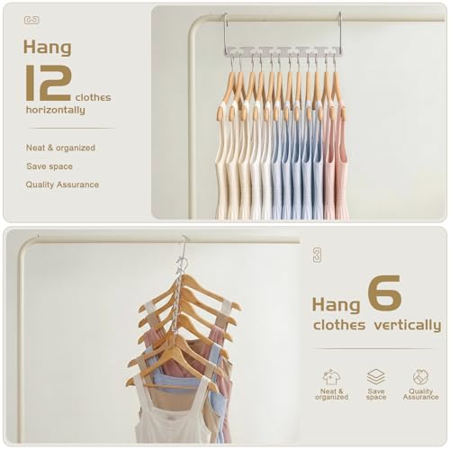 HOUSE DAY 8Pcs Magical Hangers Closet Space Saving Wardrobe Clothing Magic Hangers Oragnizer Heavy Chrome Hanger, Updated Hook Design 26cm Long