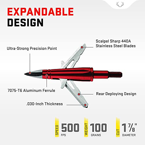 TenPoint EVOX CenterPunch Broadhead, Red Pack of 3 100Grain, Rear