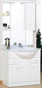 VSR - Mueble Baño Bajo De 100 En Blanco Con Panza Y Encimera: Amazon.es