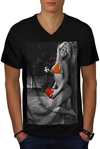American Football Sexy Woman Men XL V-Neck T-shirt | Wellcoda