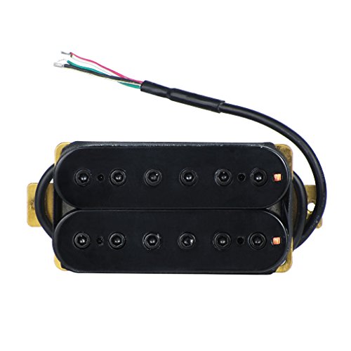 FLEOR Alnico 5 Electric Guitar Double Coil Humbucker Pickup Neck Pickup Adjustable Pole Piece, 50mm, 4 Wire, Black