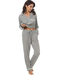 Espoir - Conjunto de pijama de manga larga con botones