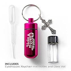 Catholic Holy Water Bottle, Pink Keychain Container