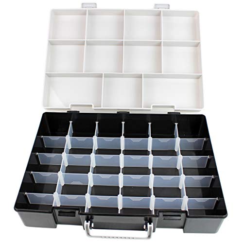 Bins & Things Plastic Organizer Box with Dividers (14.5 x 2.9 x 11 Inches) 30 Adjustable Compartments with Removable Tray for Craft Storage, Smart Parts and Hardware Organizer, Fishing Tackle Box - Thumbnail 4