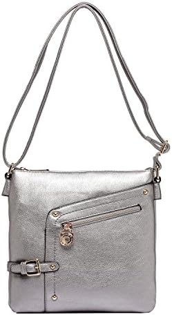 Crossbody Bag ~Crossbody Purse ~ Multiple Pocket Crossbody Bag ~ Crossbody Purse with Adjustable Shoulder Strap ~ Crossbody Bag for Woman ~ Zip-top Closure Crossbody Purse ~ Crossbody Bag (Silver)