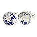 Zhenhui Silver Blue 2 PCS Mens Stainless Steel World Map Shirts Cufflinks (Blue1)