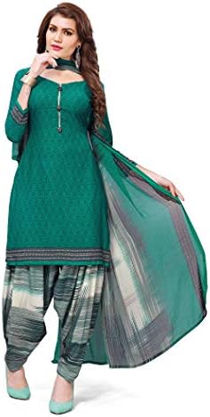 Fashion Valley Women's Crepe Dress Material (FVDIVCRP6060_Green_Free Size)