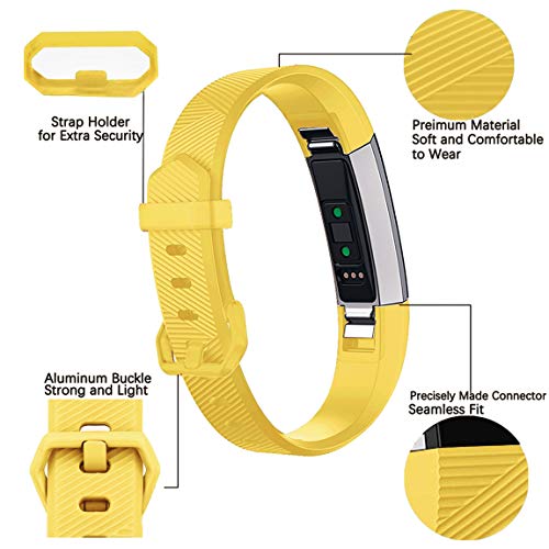 Maledan Bands Compatible with Fitbit Alta Women Men, Waterproof Replacement Band Strap for Fitbit Alta HR/Alta/Ace Kids, Large, Mango Yellow - Thumbnail 2