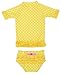 RuffleButts Little Girls Yellow Polka Dot Ruffled Rash Guard Bikini