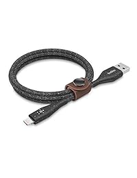 Belkin DuraTek Plus Lightning to USB-A Cable with Strap (Ultra-Strong iPhone Charging Cable, Lightning to USB Cable), 6ft 1.8m, Black