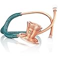 MDF Instruments Green Glitter Rose Gold ProCardial Cardiology Stethoscope, Limited Edition Mprints, Lightweight Titanium Adult Dual Head, Green Glitter Tube, Rose Gold Chestpiece-Headset, MDF797TGGLRG