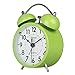 HENSE Classical Retro Twin Bell Mute Silent Quartz Movement Non Ticking Sweep Second Hand Bedside Desk Analog Alarm Clock with Nightlight and Loud Alarm HA01 (Green)