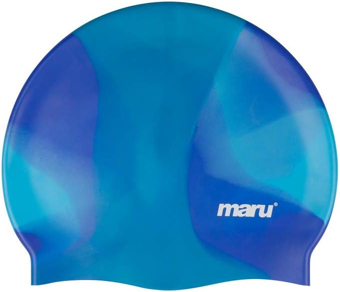 Maru Silicone Swim Cap Blue Shades – One Size Fits All Adults & Kids