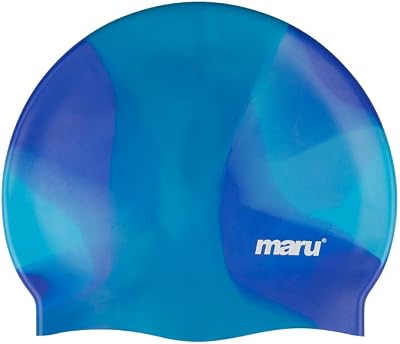 Maru Silicone Swim Cap Blue Shades – One Size Fits All Adults & Kids