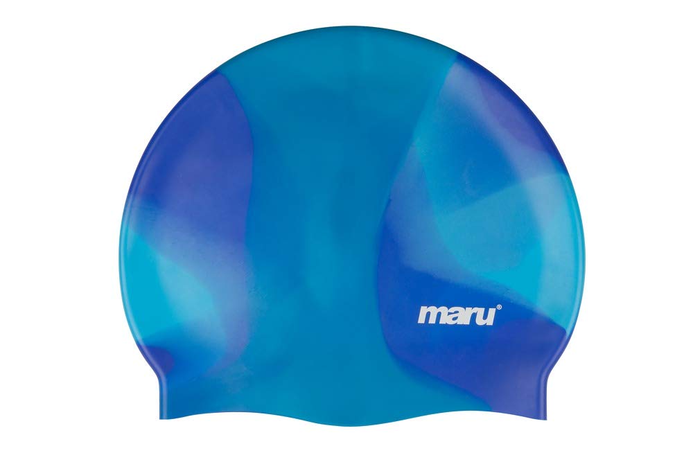 Maru Silicone Swim Cap (Blue Shades) – Smooth, Easy-Fit Silicone Swimming Cap for Adults & Kids (One Size Fits All) – Durable Swimming Hat for Speed, Comfort & Chlorine Protection