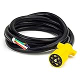 Proline Power 7-Way Plug Inline Trailer Wiring Harness Cord, Camper, Truck, Weatherproof and Corrosion Resistant 14 Feet In Length, Loose End.