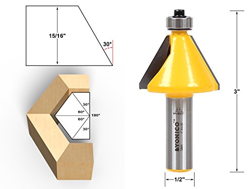 Yonico 13914 30 Degree Chamfer & Bevel Edging Router Bit 1/2" Shank