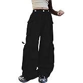 SANGTREE Girls' Cargo Pants Multi-Pocket Vintage Streetwear Hip Hop Trousers,6-14 Years