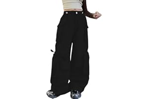 SANGTREE Girls' Cargo Pants Multi-Pocket Vintage Streetwear Hip Hop Trousers,6-14 Years