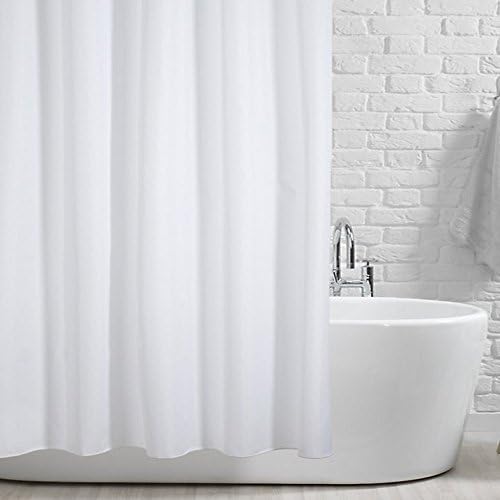Premium Quality Pure White Bathtub Shower Curtain by PeakHut- 100% Polyester Waterproof Fabric Curtain For Bathroom - Includes 12 Curtain Rings, 71 Inch x 79 Inch (Pure White)