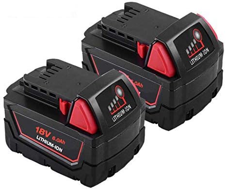 2Pack Replacement Battery for Milwaukee, 18V 6.0 Ah Li-ion Replacement Battery for Milwaukee 18Volt 48-11-1820 48-11-1850 48-11-1860 48-11-1828 48-11-10