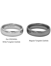 Anillo de boda de carburo de tungsteno blanco pulido de 0.315 in, 0.236 in, 0.197 in, 0.157 in, 0.118 in, 0.079 in