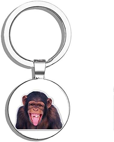 1080 Graphics Chimp Funny Monkey Metal Round Metal Key Chain Keychain Ring