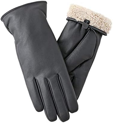 Warm Fleece Lining Touchscreen Texting Driving Winter Womens Leather Gloves