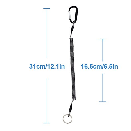 Lix&Rix Coiled Lanyard Safety Rope Retractable Tether with Carabiner for Fishing Boating Tools, Pack of 6