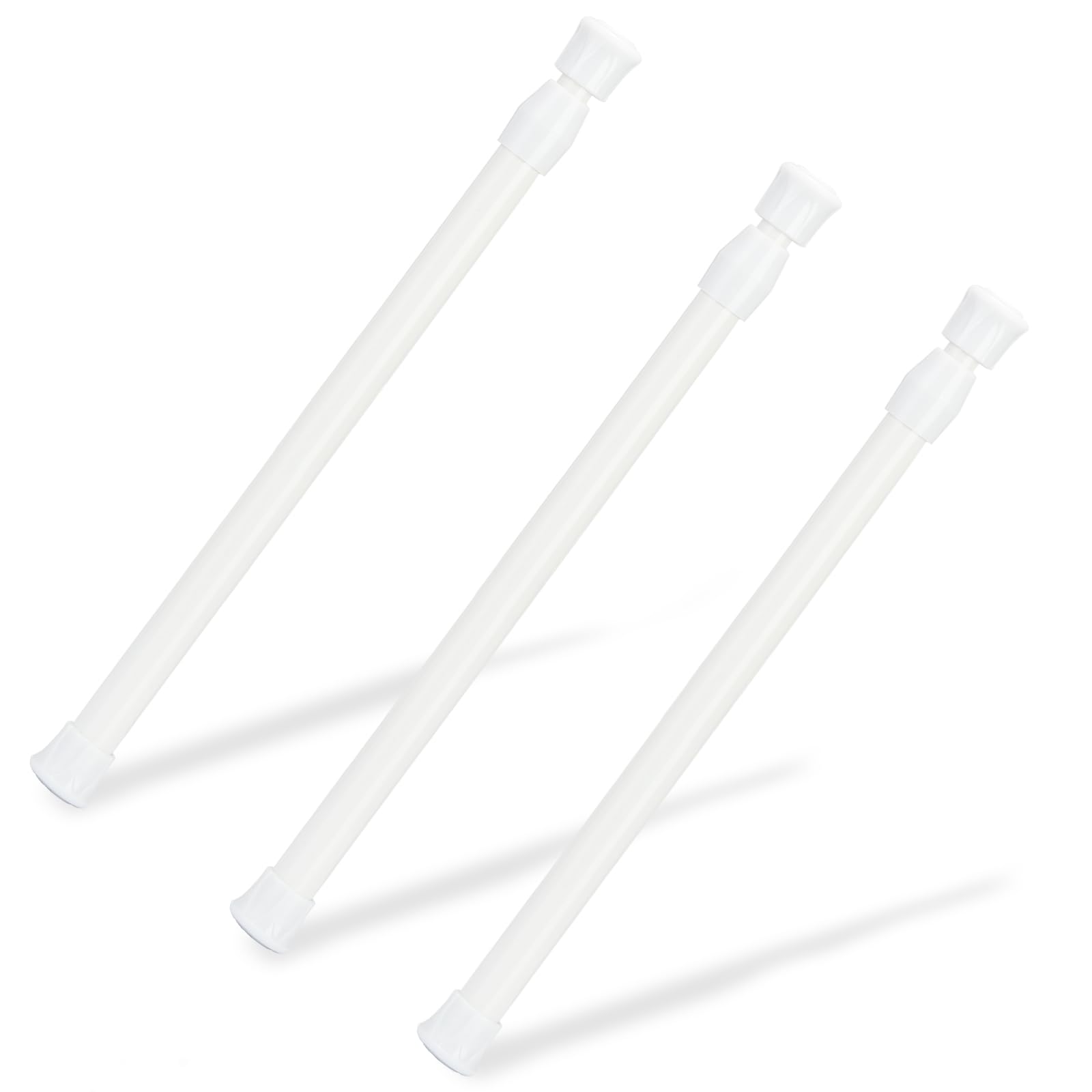 Photo 1 of 3 Pcs Tension Rod, OEH Short Tension Rod, No Drilling Small Tension Rods for Closet, Rustproof Spring Rod, Mini Thin Tension Rods for Cabinets, Cupboard, Wardrobe Bars, Bookcase, White (10-15.7 inch)