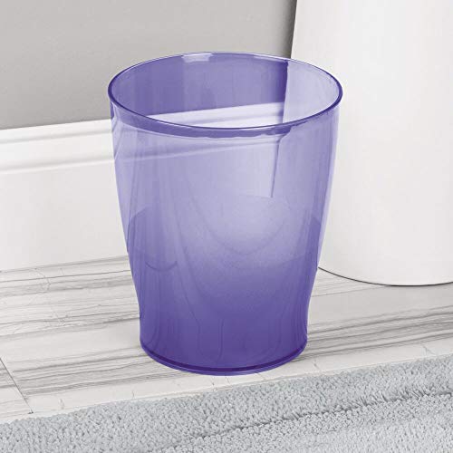 mDesign Round Plastic Bathroom Garbage Can, 1.25 Gallon Wastebasket