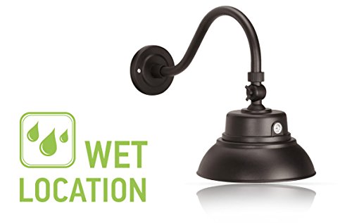 ASD 10″ Bronze Gooseneck Barn Light LED – Photocell Included – Swivel Head – 25W – 2000lm – Energy Star Rated – ETL Listed – Sign Lighting – 4000K (Daylight Glow)