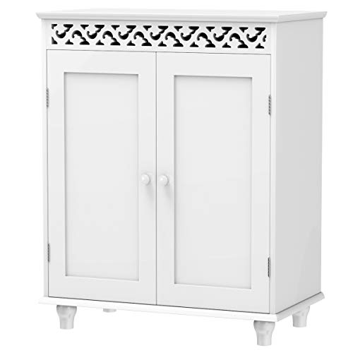 Tangkula Bathroom Modern Carved Design Freestanding Storage