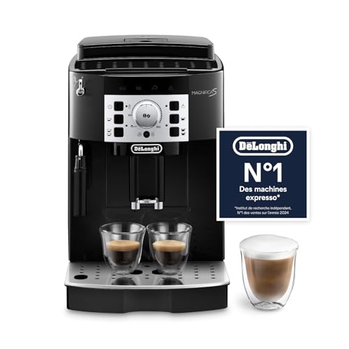 De’Longhi Magnifica S - Perfetto Machine à Café Automatique avec Mousseur à Lait Manuel, Machine à Espresso et Cappuccino, Panneau de Commande avec Boutons, Noir (ECAM22.110.B)