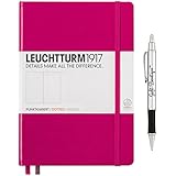 Leuchtturm1917 Medium Size Hardcover A5 Berry Notebook - Dotted Pages with Gift Boutique Pen