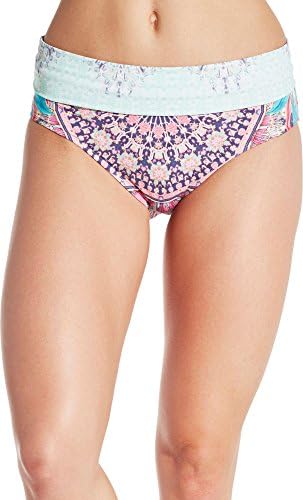 CALIA by Carrie Underwood Women's Foldover Waist Printed Bikini Bottoms, (Tropical Havana, XL)