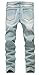 Qazel Vorrlon Men's Light Blue Ripped Skinny Distressed Destroyed Slim Jeans Pants with Holes
