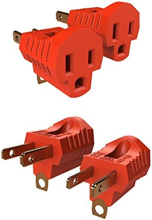3 prong To 2 Prong 2 Piece Grounding Adapter For Wall Outlet Plugs - Converters For Outlets, Electrical, Household, Workshops, Industrial, Machinery, And Appliances (4 PK - 2 to 3 Prong Adapter)