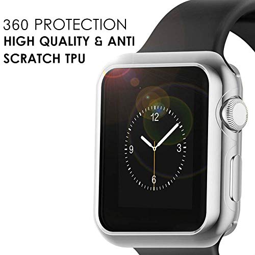 Case Compatible Apple Watch 42mm, Shock Proof Protective Silicone Bumper Resistant TPU Protector Case Cover Compatible with Apple Watch for 42mm Series 2,Series 3 (Silver, 42mm) - Thumbnail 2