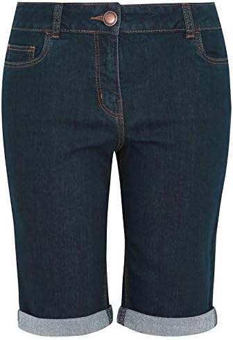 Womens Plus Size New Pear Fit Stretch Denim Blue Knee Length Shorts Ladies